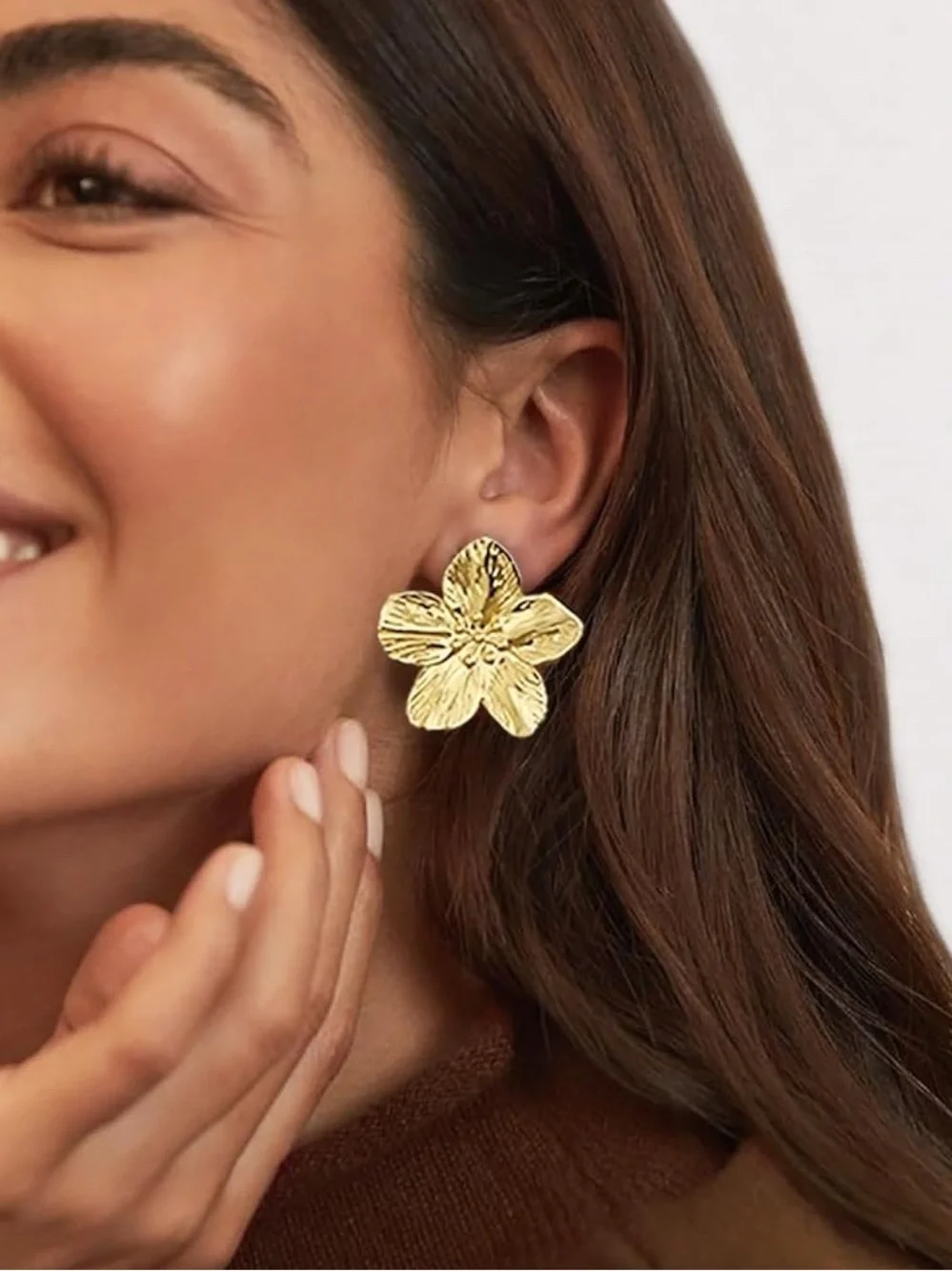 Big Gold Flower Statement Earrings